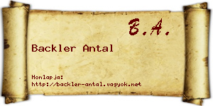 Backler Antal névjegykártya